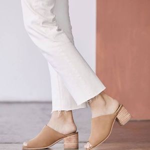 Nisolo suede open toe mule, new in box